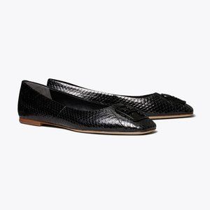 Tory Burch Black Snakeskin Flats - Size 8